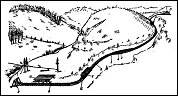 Рис 49. Схема канатно-рельсовой дороги с замкнутой системой движущихся канатов